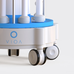 Vioa UVC steriliser base close-up to show wheels