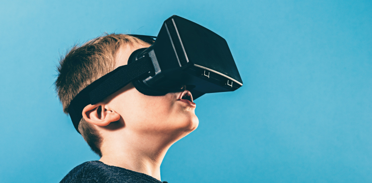 child wearing VR headset 