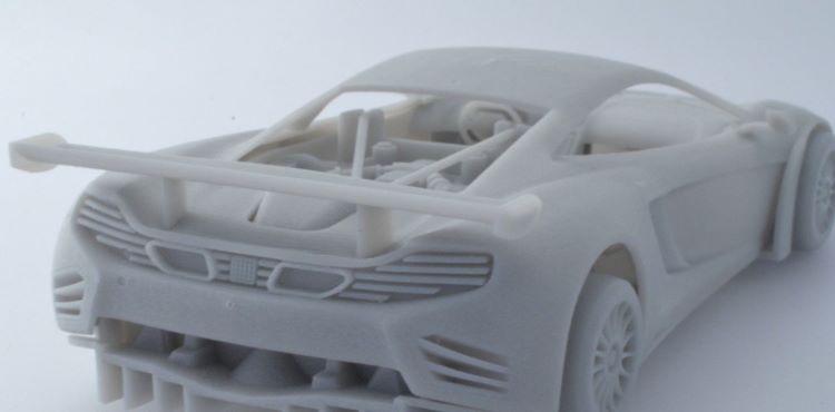 SLA detailed grey print of toy car in 750 x 370